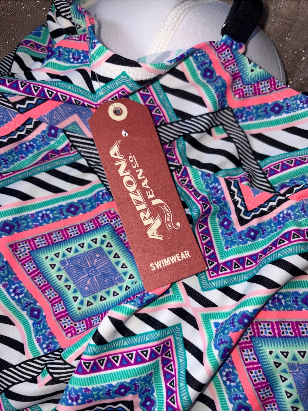Arizona Jeans Company Geometric  Tankini Top Size 1x NWT! - Picture 7 of 8